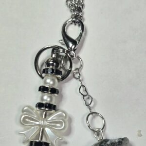 Tooth Shaped Stone with Bow Keychain