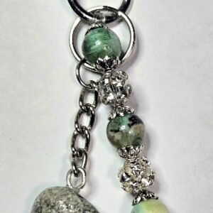 Green Jasper Stone with Heart KeyChain