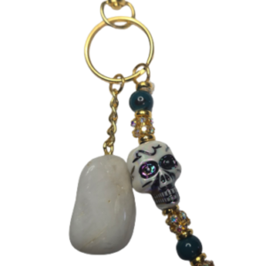 Skull Key Chain with White Accent Stone