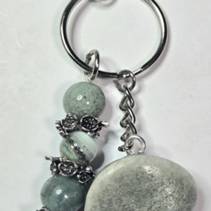 Green Wishing Stone and Glass Beads